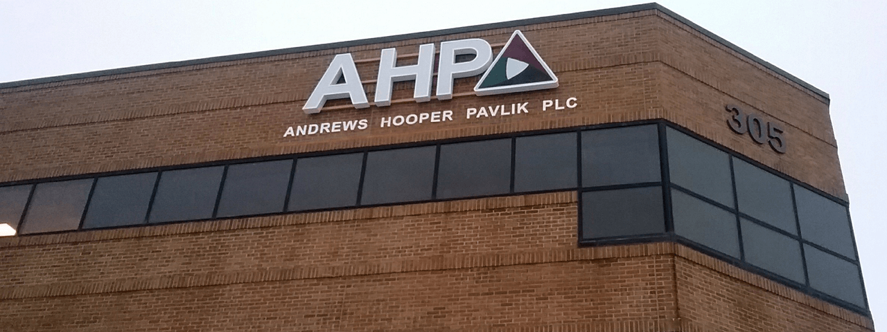 Andrews Hooper Pavlik PLC Signage on Ann Arbor Office